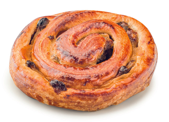 Butter roll with raisins and egg custard