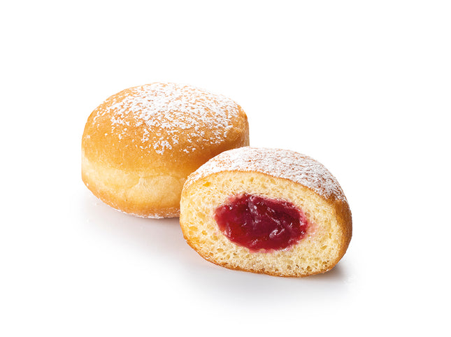 Мини френски донъти с малинов пълнеж – 25 g (35 бр.)