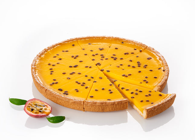 Passion fruit tart – pre-cut into 10 pieces